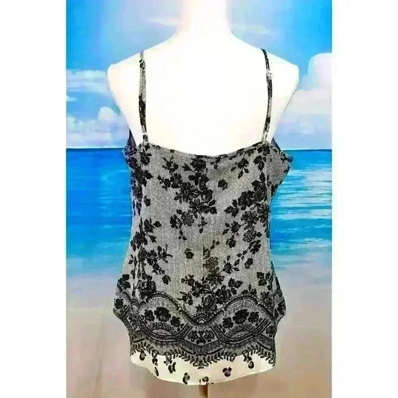 WORTHINGTON Womans BLACK/WHITE/GRAY Shirt LACE Lightweight Cami Top size Med - Picture 3 of 4